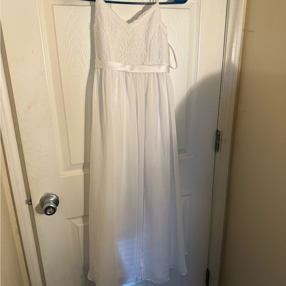 Elegant White Lace flower girl  Dress